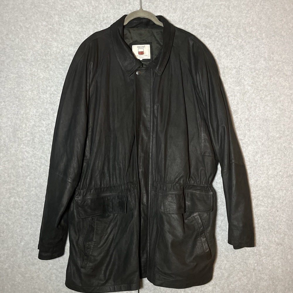 Vintage MISURI Firenze Italian Mens‎ 48 Leather Black Jacket  Super Soft Grunge